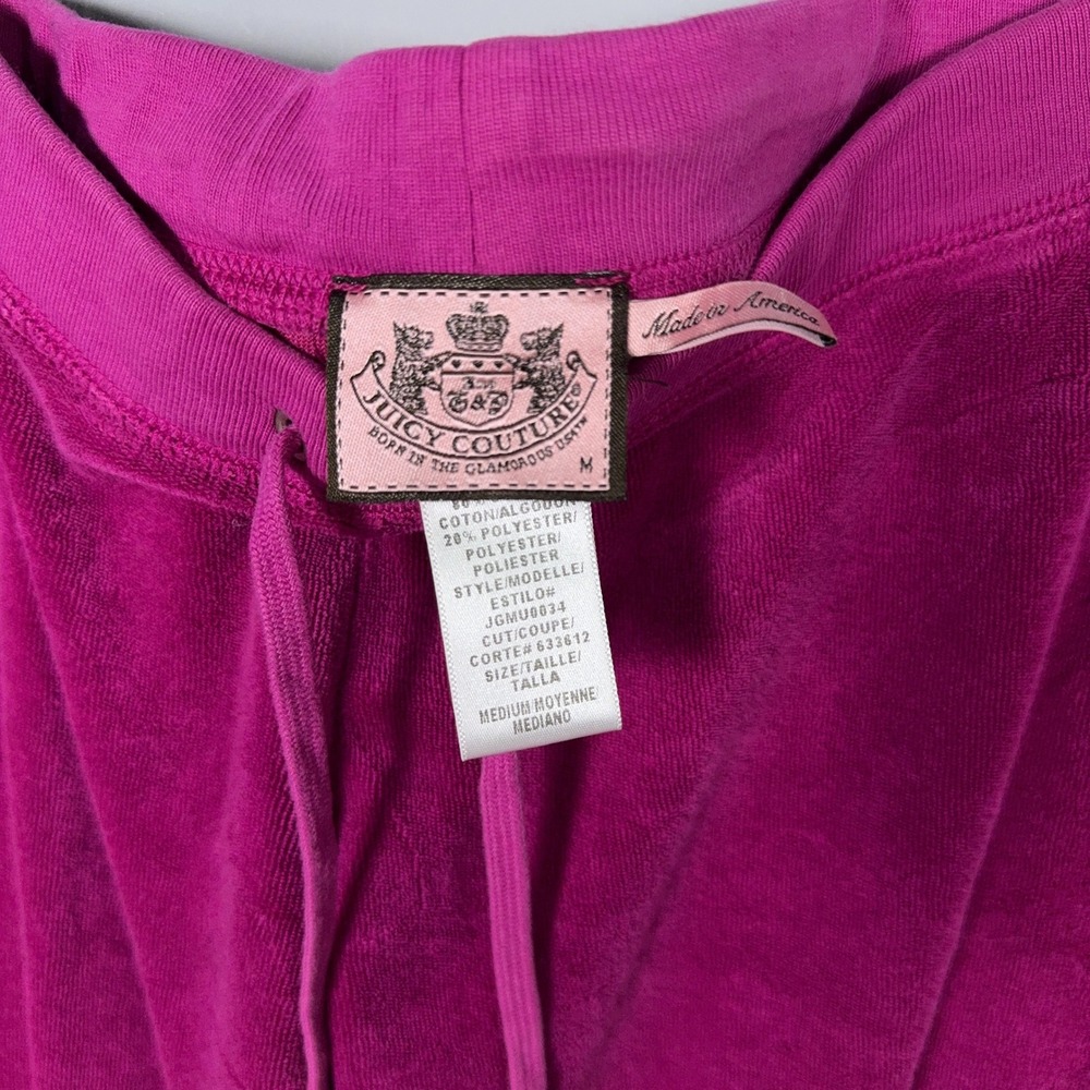 Juicy Couture Wide Leg Y2K Capri Sweatpants Womens Medium Velour Pink McBling - Picture 3 of 9